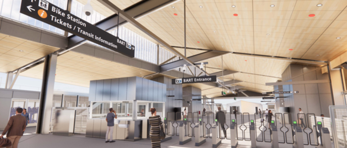 BART Station with people coming and going