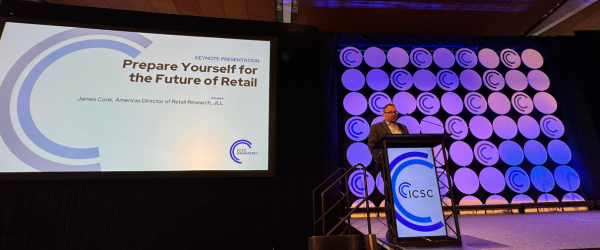 James Cook giving a keynote presentation at ICSC Monterey