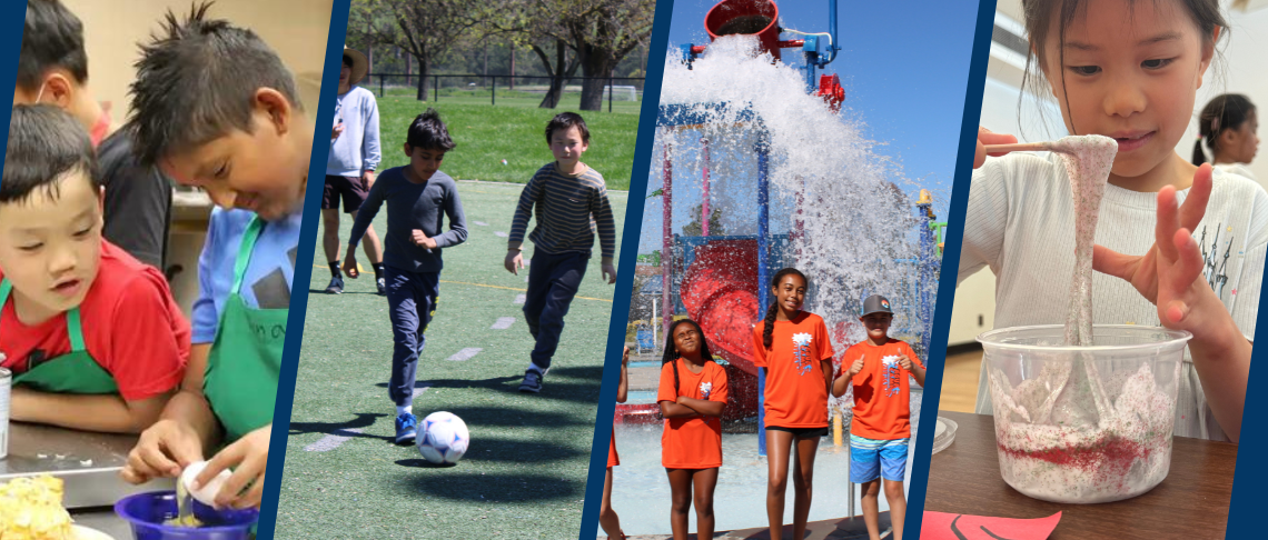 Collage of kids enjoying arts and crafts and sports