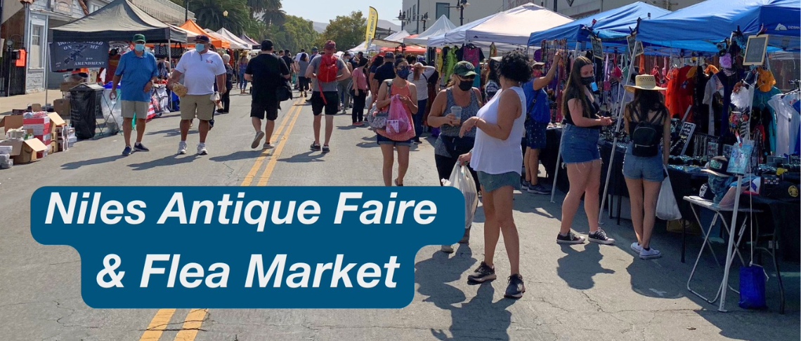 Community members walking at the Niles Antique Faire & Flea Market 