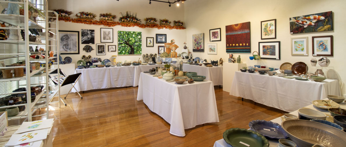 Olive Hyde Art Gallery set up for Holiday for the Arts Show & Sale