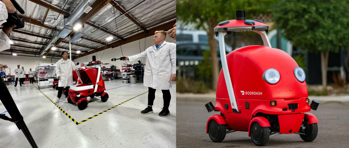 media tour at Sonic Manufacturing Technologies, home to the production line for DoorDash’s new autonomous delivery robot, DOT