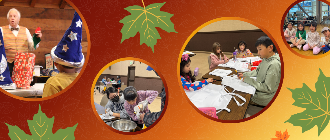 Photos from previous camps of kids doing art activities 