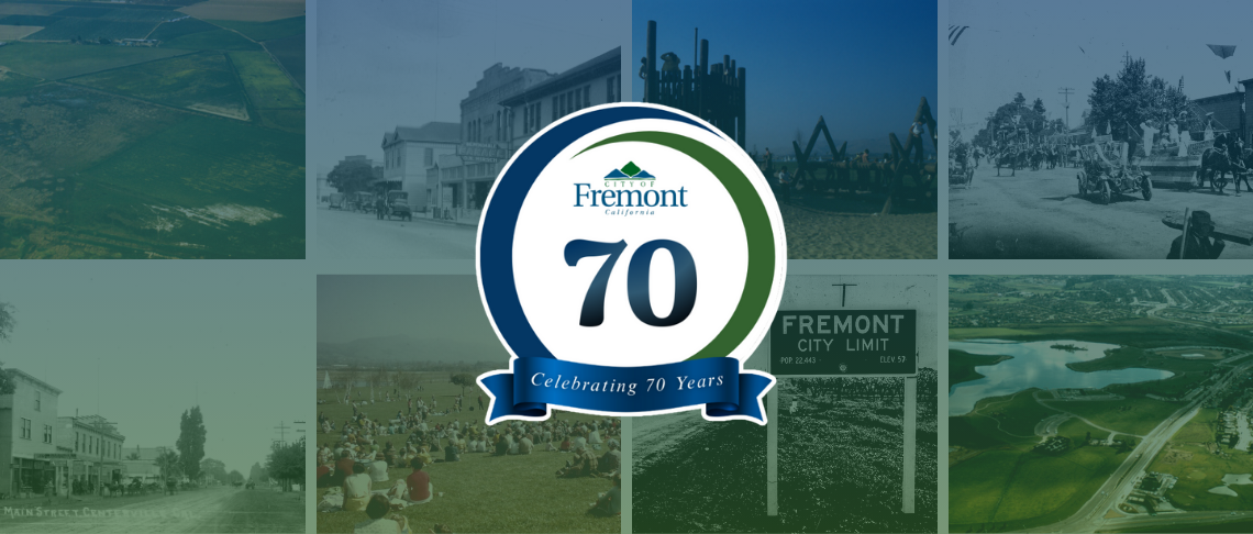 Collage of Fremont landscapes with Text: Celebrating 70 Years