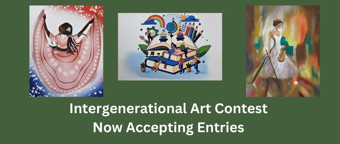 3 Paintings of Woman in Pink Dress, Books, and Woman with Violin