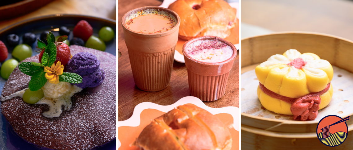 Ube pancakes, chai drinks, and dessert bun