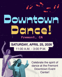 instagram flyer for Downtown Dance. Purple background with footprints.