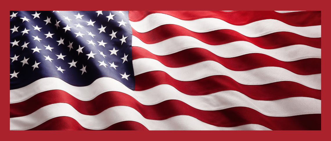 American flag wave close up