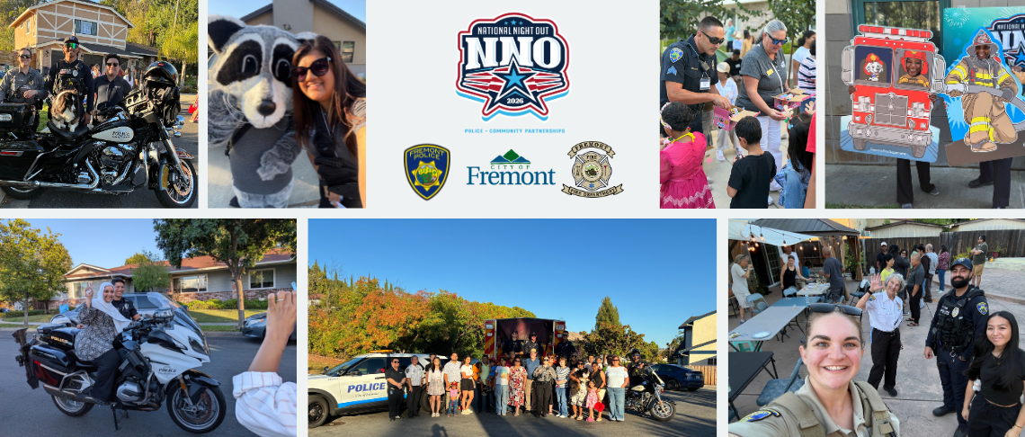 community members at block parties for National Night Out with City employees, police officers, and firefighters