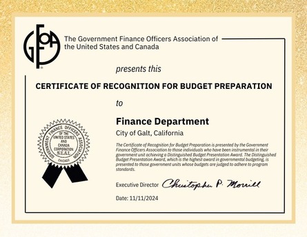 Finance Award for Budget Presentation 2024