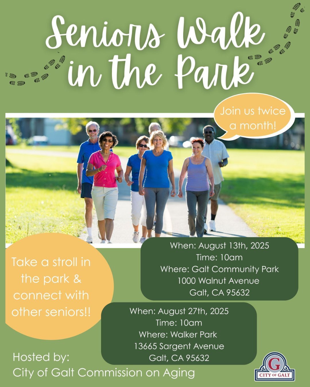 Seniors walk in the park