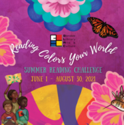 Text: Reading Colors Your World Summer Reading Challenge June 1 through August 30