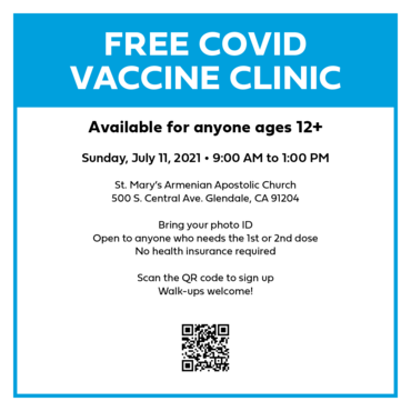 Free COVID Vaccine Clinic on July 11 at St. Mary's Apostolic Church