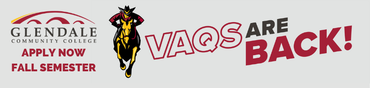 Glendale Community College Mascot- vaqueros-  Text: "The Vaqs are Back!"
