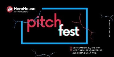 Black Flyer with "Pitch Fest" written in pink and white