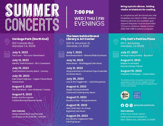 Summer Concerts Schedule