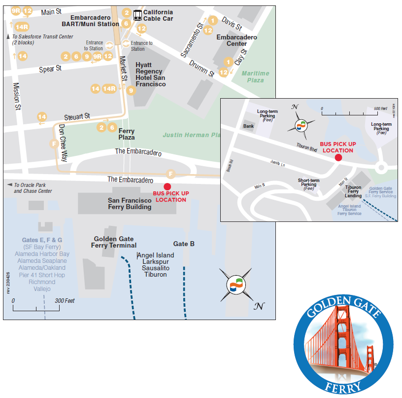 Tiburon Bus Pickup locations