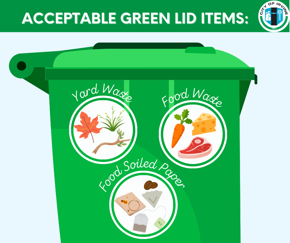 Green lid trash bin
