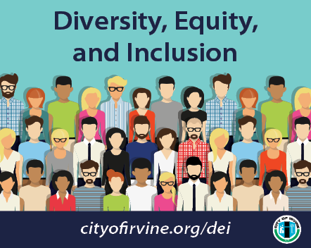 A graphic of diverse people against a turquoise background that reads Diversity, Equity and Inclusion