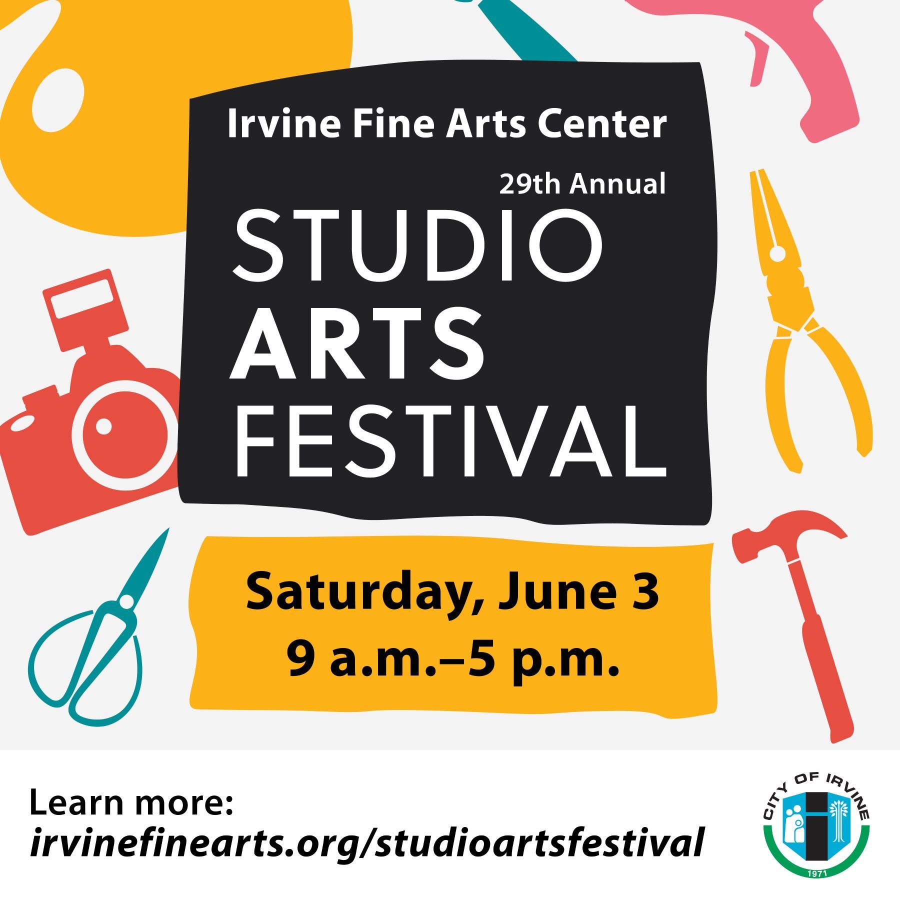 Arts supplies and the words Studio Arts Festival 