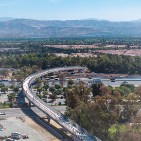 jost bridge overview with mountains in the background