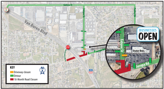 Jurupa Grade Separation July 2025 Construction Update Map