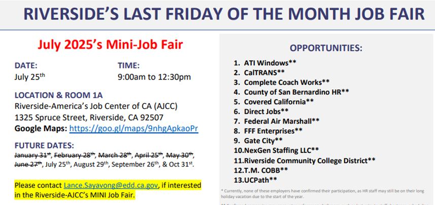 July Monthly Job Fair