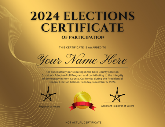 Adopt-A-Poll Program Certificate