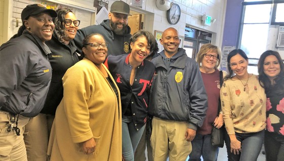 Tiffany Haddish with Staff from Camp Scott