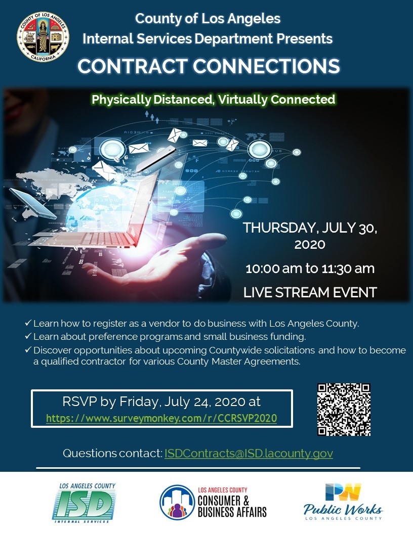 Flyer for Contracting Connections Event on July 30