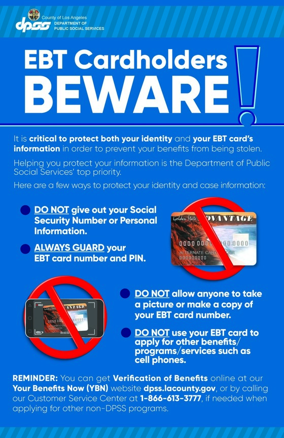 Ebt Cardholders Beware Protect Your Identity And Your Ebt Card Information 3542