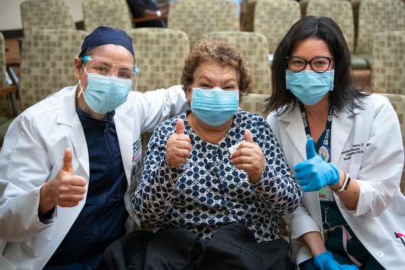 Patients getting vaccinated