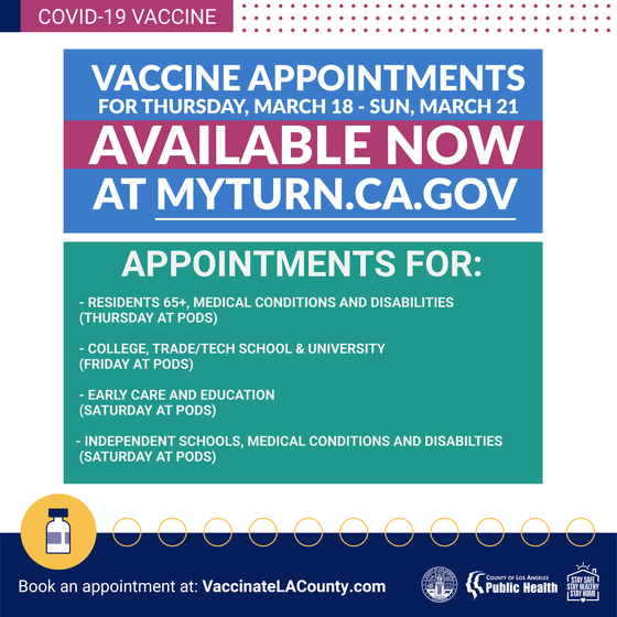 COVID19 vaccine appointments and reopening