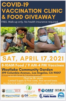 Westlake Community Garden Food Distribution and Vaccine Clinic