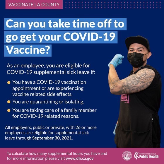 Employees are eligible for time off to get a COVID-19 vaccine