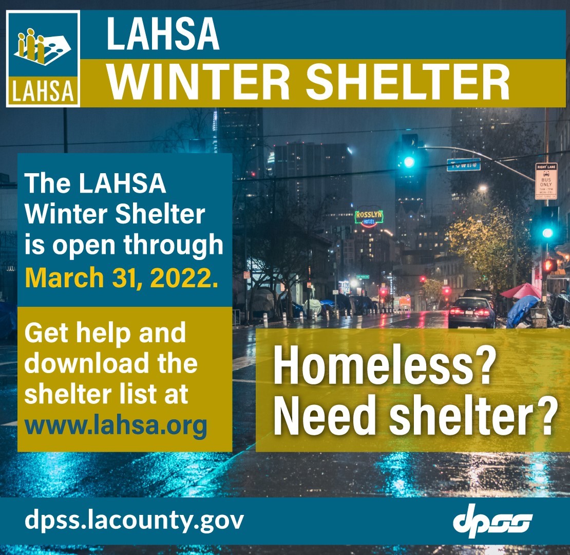 LAHSA WINTER SHELTERS OPEN COUNTYWIDE