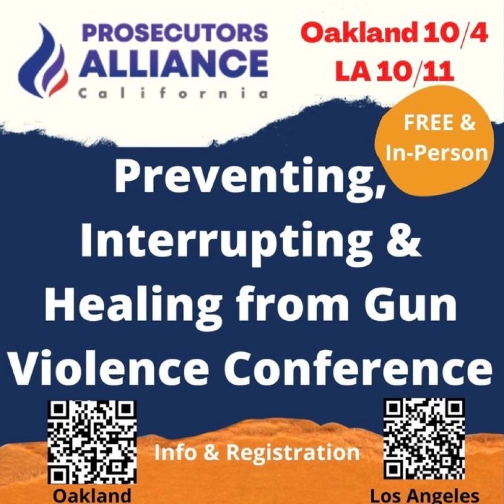 Gun Violence Conference- In person, Oakland and Los Angeles, text below for screenreader