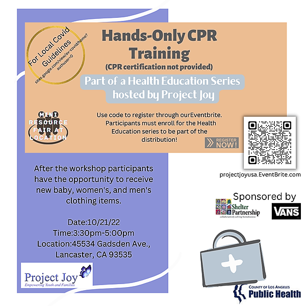 Hands Only CPR Training- Text Below