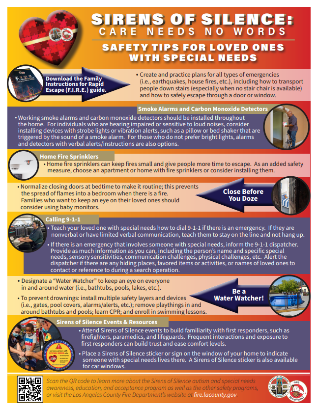 Sirens of Silence Special Needs Safety Tips Handout