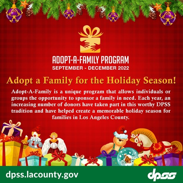 BECOME A SPONSOR FOR THE ANNUAL ADOPT-A-FAMILY PROGRAM