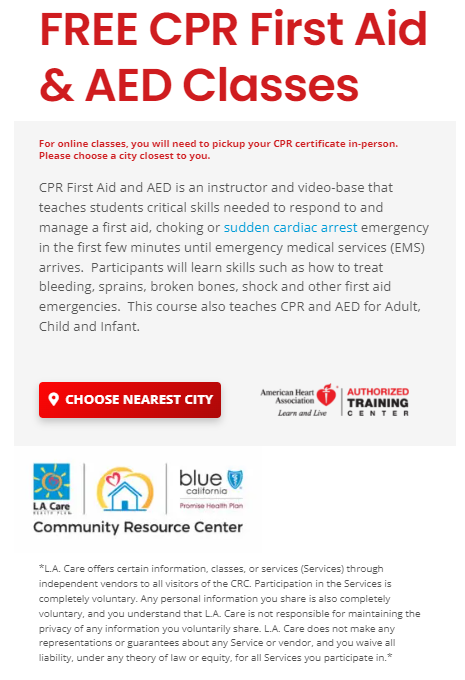 FREE CPR First Aid and AED Classes