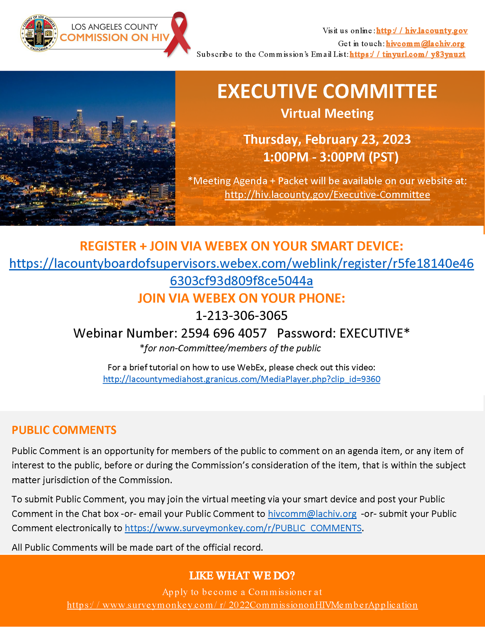 LOS ANGELES COUNTY COMMISSION ON HIV Executive Committee Virtual