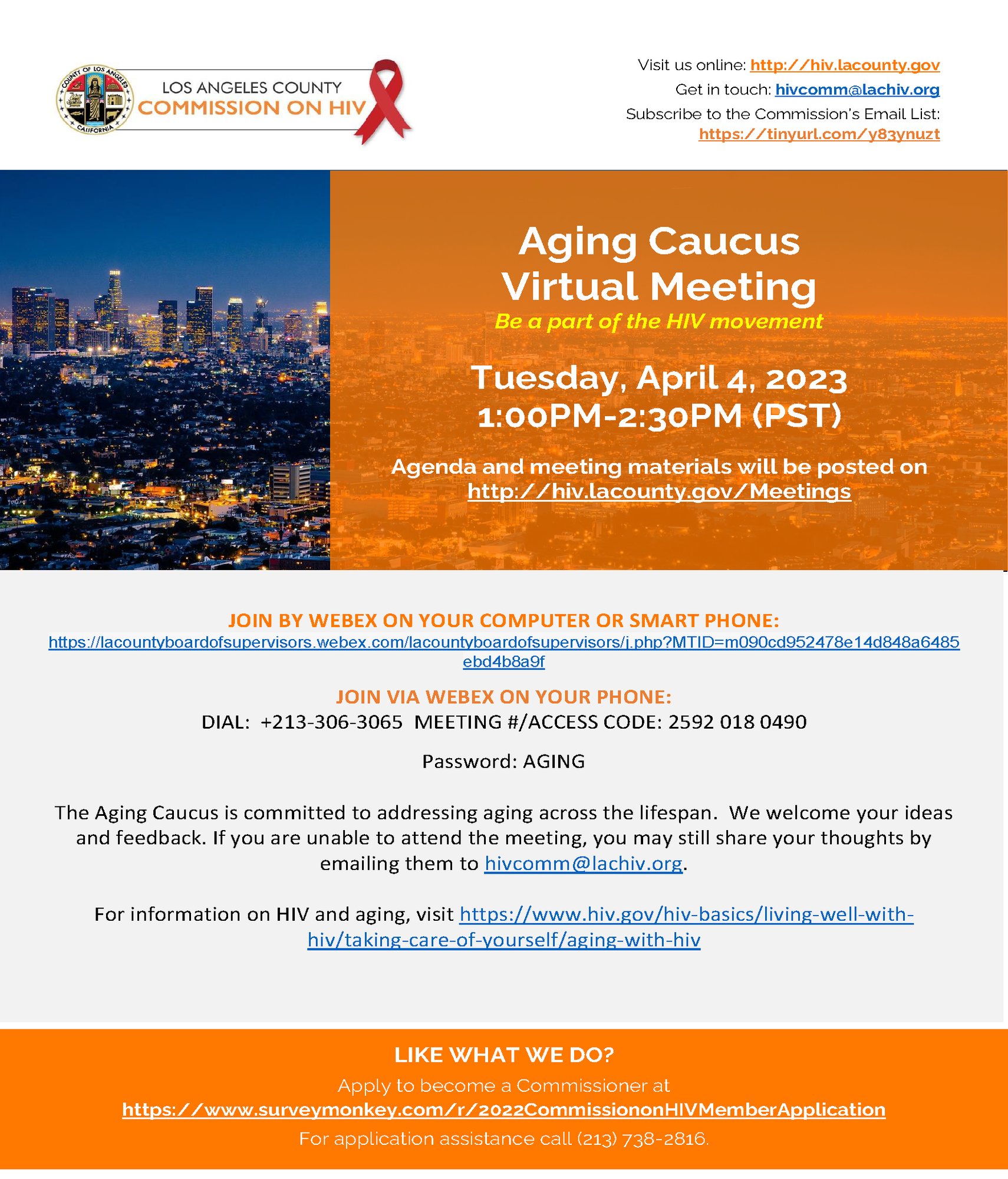 LOS ANGELES COUNTY COMMISSION ON HIV Aging Caucus Virtual Meeting