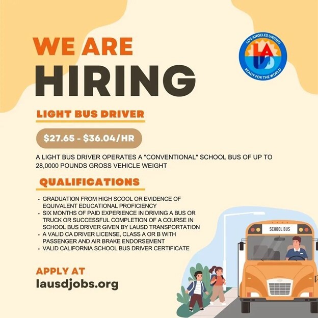 APPLY TO BE A BUS DRIVER WITH LAUSD