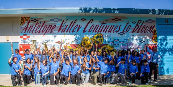 Piute middle school students at mural unveiling Oct 27