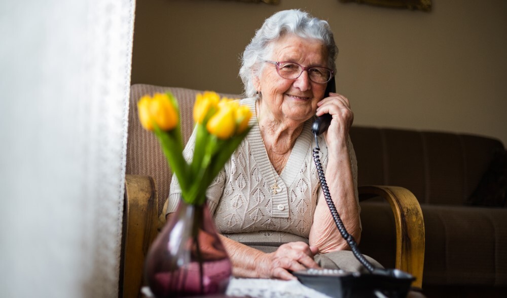 Grandmother talking on the phone