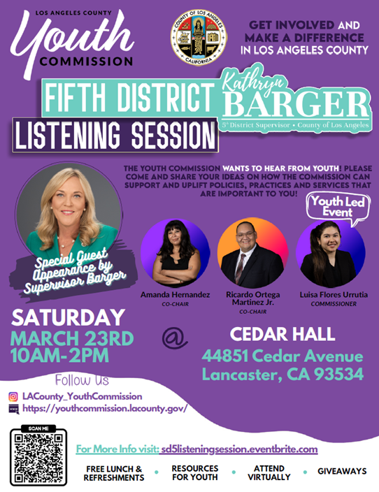 L.A. COUNTY YOUTH COMMISSION WANTS TO HEAR FROM LANCASTER YOUTH