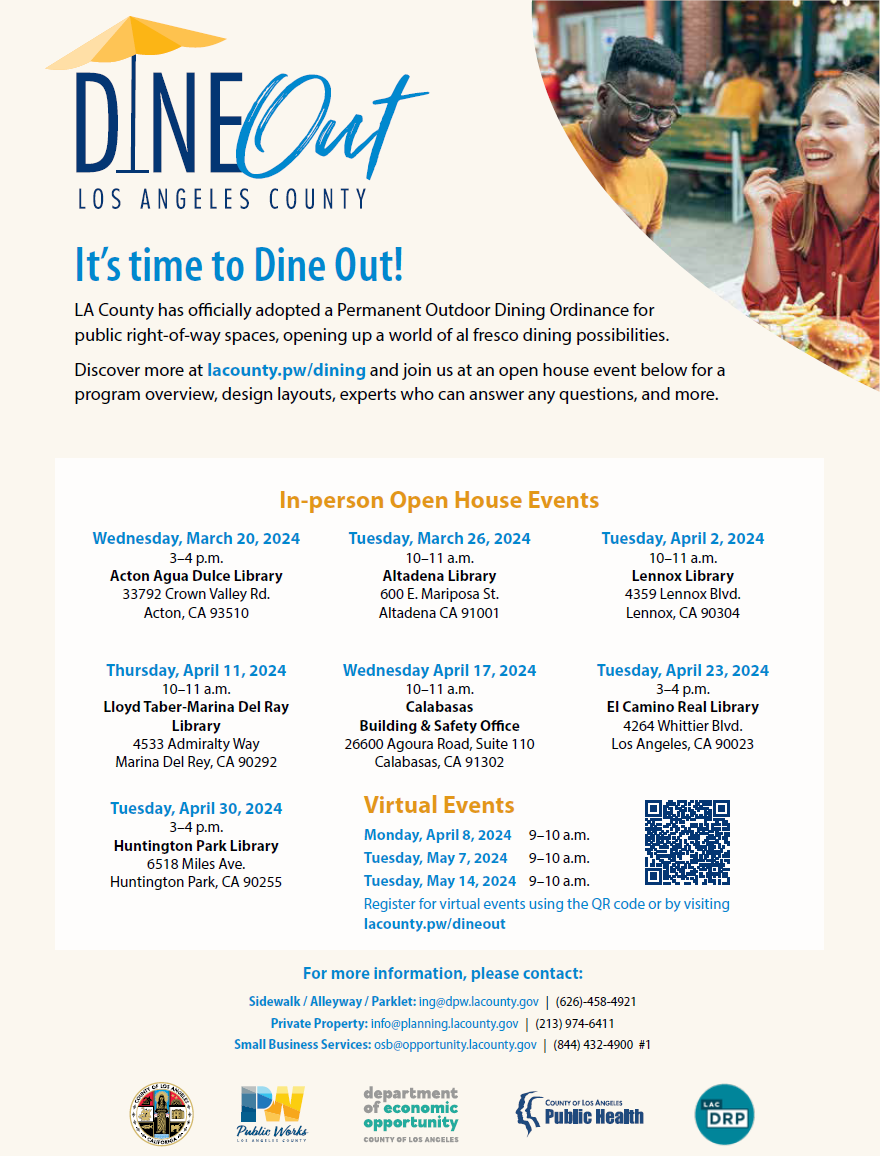 Dine Out Los Angeles County - Learn More at lacounty.pw/dining