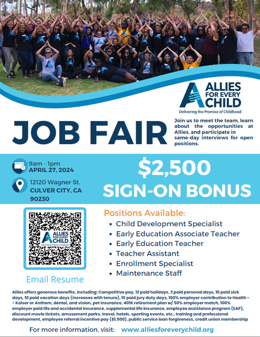 ALLIES FOR EVERY CHILD TO HOST APRIL 27 JOB FAIR
