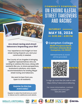 May 18: Community Symposium on Ending Illegal Street Takeovers and Racing